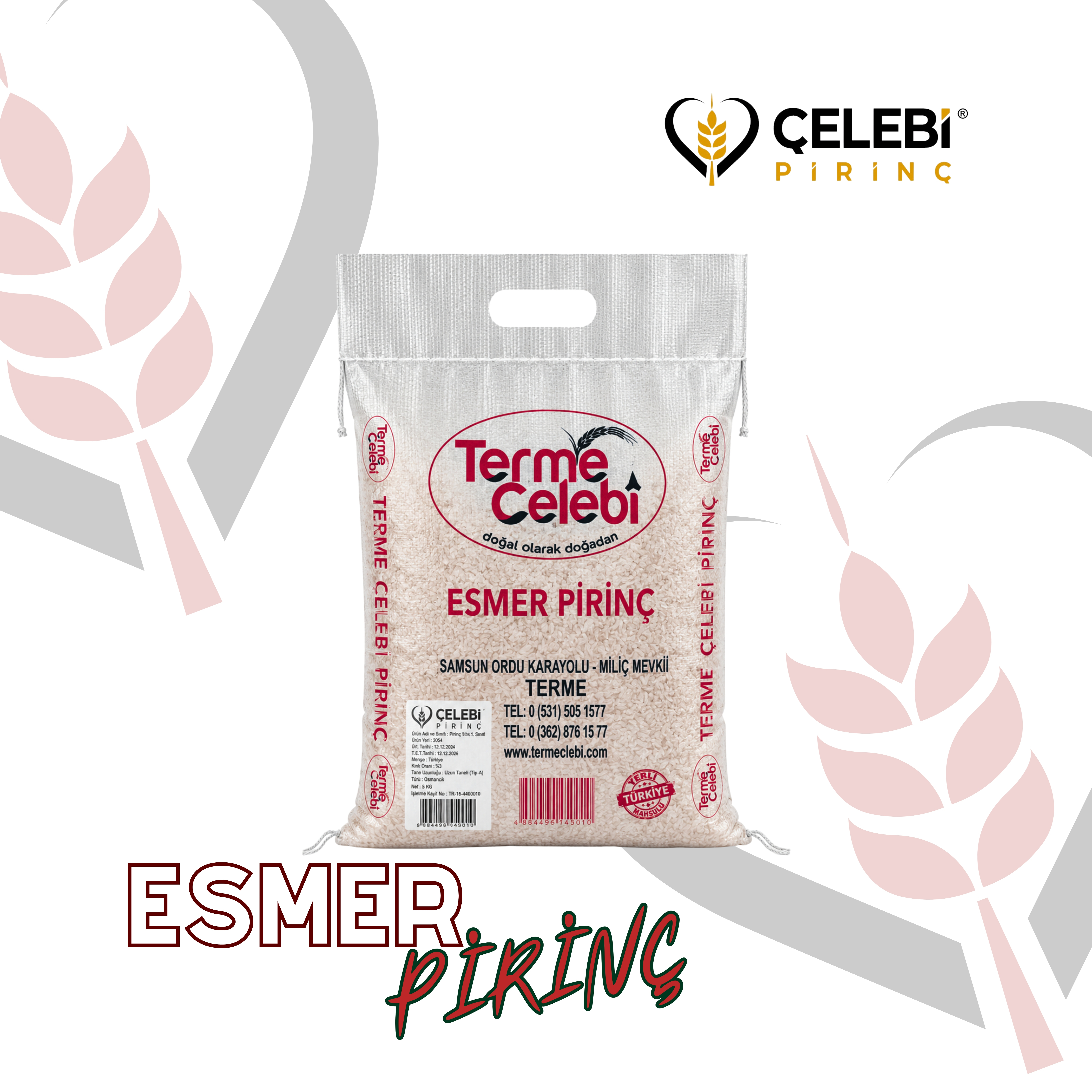 Çelebi Esmer Kırmızı Çizgili Doğal Pirinç